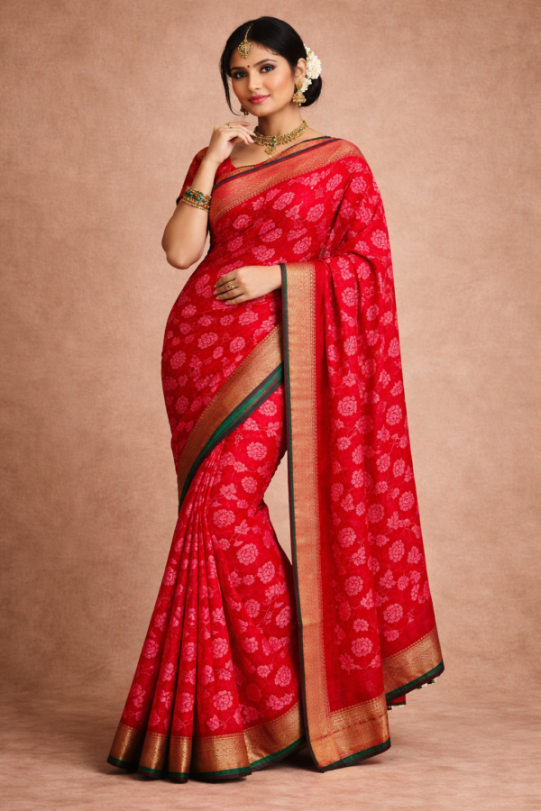 GEORGETTE FLOWER PRINT DESIGNER SAREE