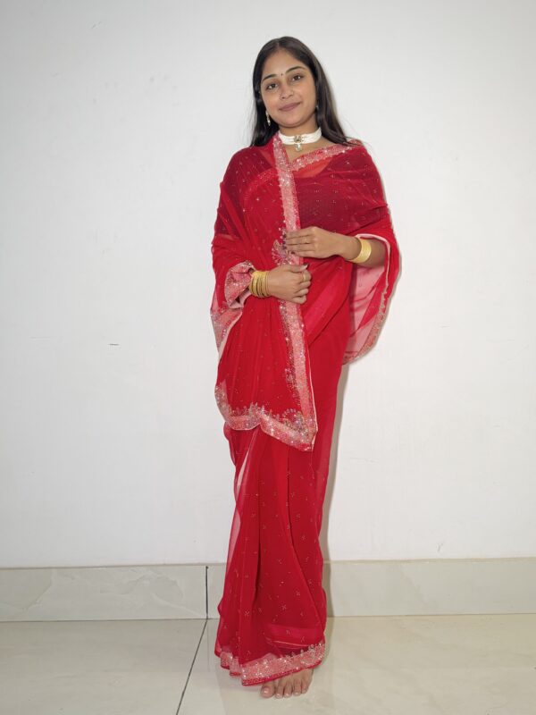 Maharani Ruby Red Shimmer Saree