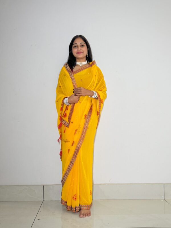Kalash Yellow Chiffon Saree Festive Wear